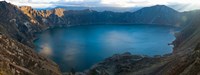 Framed Lake surrounded by mountains, Quilotoa, Andes, Cotopaxi Province, Ecuador