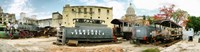 Framed Old trains being restored, Havana, Cuba