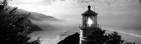 Framed Heceta Head Lighthouse in Black and White, Oregon