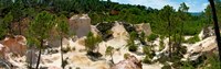Framed High angle view of eroded red cliffs, Roussillon, Vaucluse, Provence-Alpes-Cote d'Azur, France