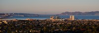 Framed Cityscape with Golden Gate Bridge and Alcatraz Island in the background, San Francisco, California, USA