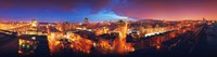 Framed High angle view of a city lit up at night, Montreal, Quebec, Canada