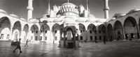 Framed Courtyard of Blue Mosque in Istanbul, Turkey (black and white)