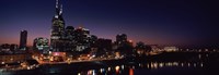 Framed Skylines at night along Cumberland River, Nashville, Tennessee, USA 2013