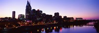 Framed Skylines at dusk along Cumberland River, Nashville, Tennessee, USA 2013