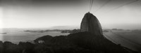 Framed Sugarloaf Mountain at sunset, Rio de Janeiro, Brazil (black and white)