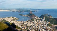 Framed High angle view of the city with Sugarloaf Mountain in background, Guanabara Bay, Rio De Janeiro, Brazil