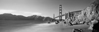 Framed Golden Gate Bridge and Mountain View (black & white)