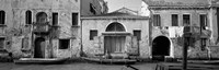 Framed Boats in a canal, Grand Canal, Rio Della Pieta, Venice, Italy (black and white)