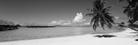 Framed Moana Beach (black and white), Bora Bora, Tahiti, French Polynesia