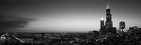 Framed Chicago Skyline at Night (black & white)