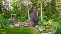 Framed Backyard garden in Loon Lake, Spokane, Washington State, USA