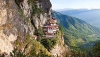 Framed Monastery on mountain, Taktsang Monastery, Paro Valley, Paro District, Bhutan