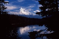Framed Reflection of a snow covered mountain in a lake, Mt Hood, Lost Lake, Mt. Hood National Forest, Hood River County, Oregon, USA