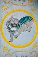 Framed Tiger mural on a temple wall, Mingshan, Fengdu Ghost City, Fengdu, Yangtze River, Chongqing Province, China