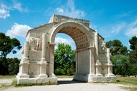 Framed Roman triumphal arch at Glanum, St.-Remy-De-Provence, Bouches-Du-Rhone, Provence-Alpes-Cote d'Azur, France