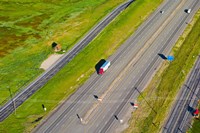 Framed Traffic on highway, Interstate 80, Park City, Utah, USA