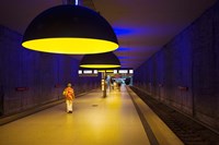 Framed Interiors of an underground station, Westfriedhof, Munich U-Bahn, Munich, Bavaria, Germany