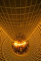 Framed Interiors of Jin Mao Tower looking down to the lobby of the Grand Hyatt hotel, Lujiazui, Pudong, Shanghai, China