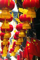 Framed Festive lanterns at bazaar, Yu Yuan Gardens, Shanghai, China