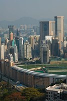 Framed High angle view of a horseracing track, Happy Valley Racecourse, Happy Valley, Wan Chai District, Hong Kong