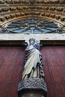 Framed Virgin Mary statue with Jesus Christ at Reims Cathedral, Reims, Marne, Champagne-Ardenne, France