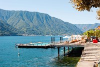 Framed Sundeck and floating pool at Grand Hotel, Tremezzo, Lake Como, Lombardy, Italy