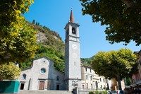 Framed Church on main square, Varenna, Lake Como, Lombardy, Italy