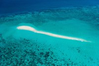 Framed Aerial view of Coral Reef, Great Barrier Reef, Queensland, Australia