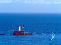 Framed Hospic Lighthouse at Ile-De-Brehat archipelago, Paimpol, Cotes-d'Armor, Brittany, France