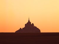 Framed Mont Saint-Michel at sunset, Manche, Basse-Normandy, France