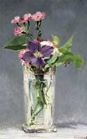 Framed Pinks and Clematis in a Crystal Vase, c.1882