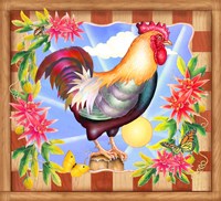 Framed Morning Glory Rooster IV