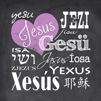 Framed Jesus in Different Languages with Heart