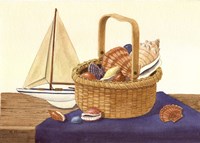 Framed Nantucket Basket & Shells