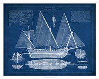 Framed Antique Ship Blueprint III