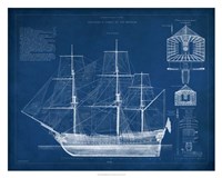 Framed Antique Ship Blueprint IV