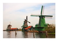 Framed Dutch Zaanse Schans Windmills photograph