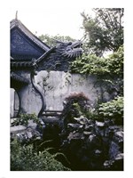 Framed Garden with Dragon on Temple Wall Shanghai, China