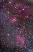 Framed Nebulosity around the open cluster Messier 52, including the Bubble Nebula