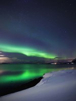 Framed Aurora Borealis over Vagsfjorden in Troms County, Norway
