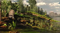 Framed Dimetrodon roams the Mid-Permian Period