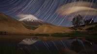 Framed Star trails above Mount Damavand, Iran