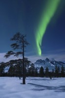 Framed Moonlight and aurora over Nova Mountain Wilderness, Norway