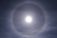 Framed Halo around full moon taken near Gleichen, Alberta, Canada