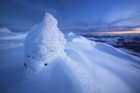 Framed Sunset on the summit Toviktinden Mountain, Norway