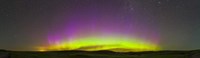 Framed Panoramic view of northern lights on the horizon, Saskatchewan, Canada