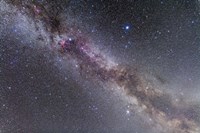 Framed Summer Triangle stars in the Milky Way through Cygnus, Lyra and Aquila