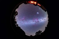 Framed fish-eye 360 degree image of the entire southern sky