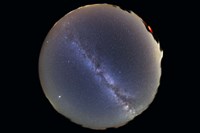 Framed Fish-eye lens view of sky with Milky Way
